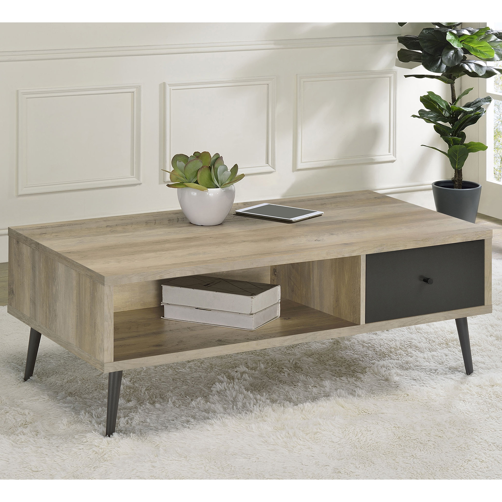 Latitude Run® Balboa Distressed Pine 1-Drawer Engineered Wood